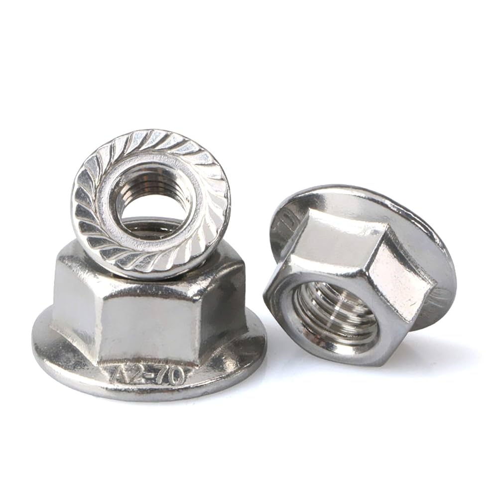 Nutseater様 M4 Serrated Flange Nuts, 0.7 Pitch,Stainless Steel 18-8 (304